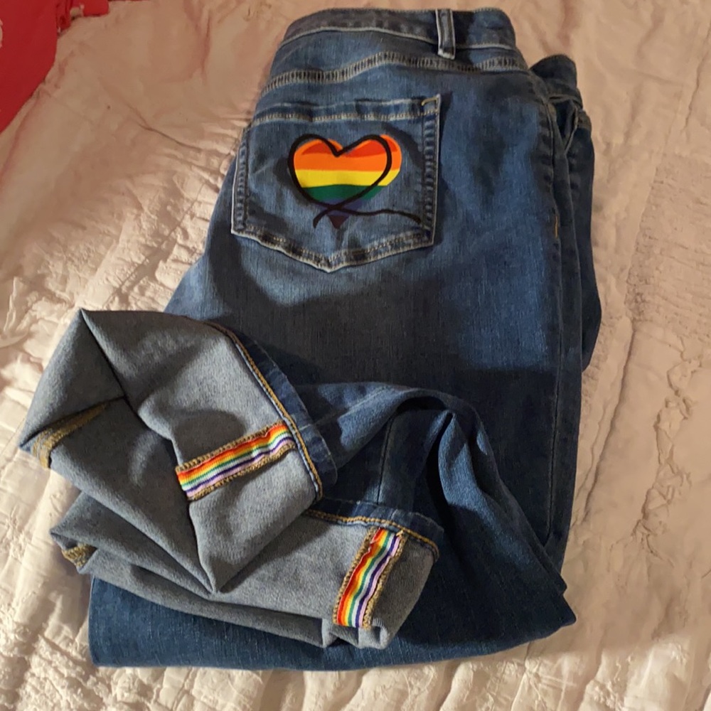 Lane Bryant Rainbow Pride Boyfriend Capri Jeans